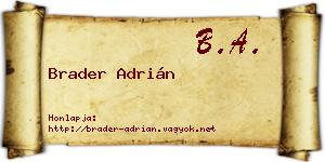 Brader Adrián névjegykártya